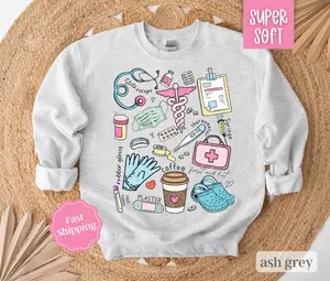 Registered Nurse Sweatshirt, Nurses Crewneck, Gift for Nursing Student, Womens Sweatshirt