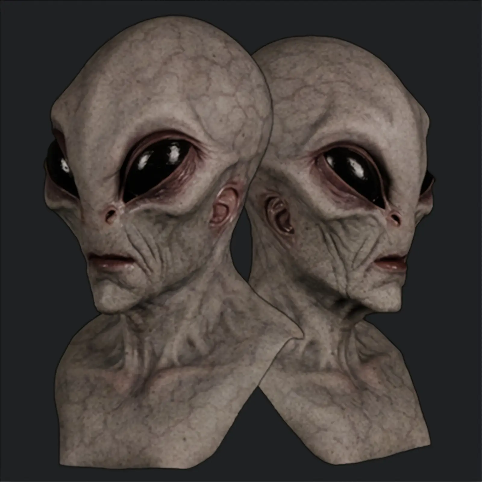 1pc Realistic Alien Face Mask with Large Eyes & Expressive Eyes - Lifelike Beige Texture for, Costume Parties, Themed Events, Halloween Animatronic, Aliens Wall Art, Alien Prosthetics, Halloween Costume Aliens, Aliens Wall Decor, Alien Mask