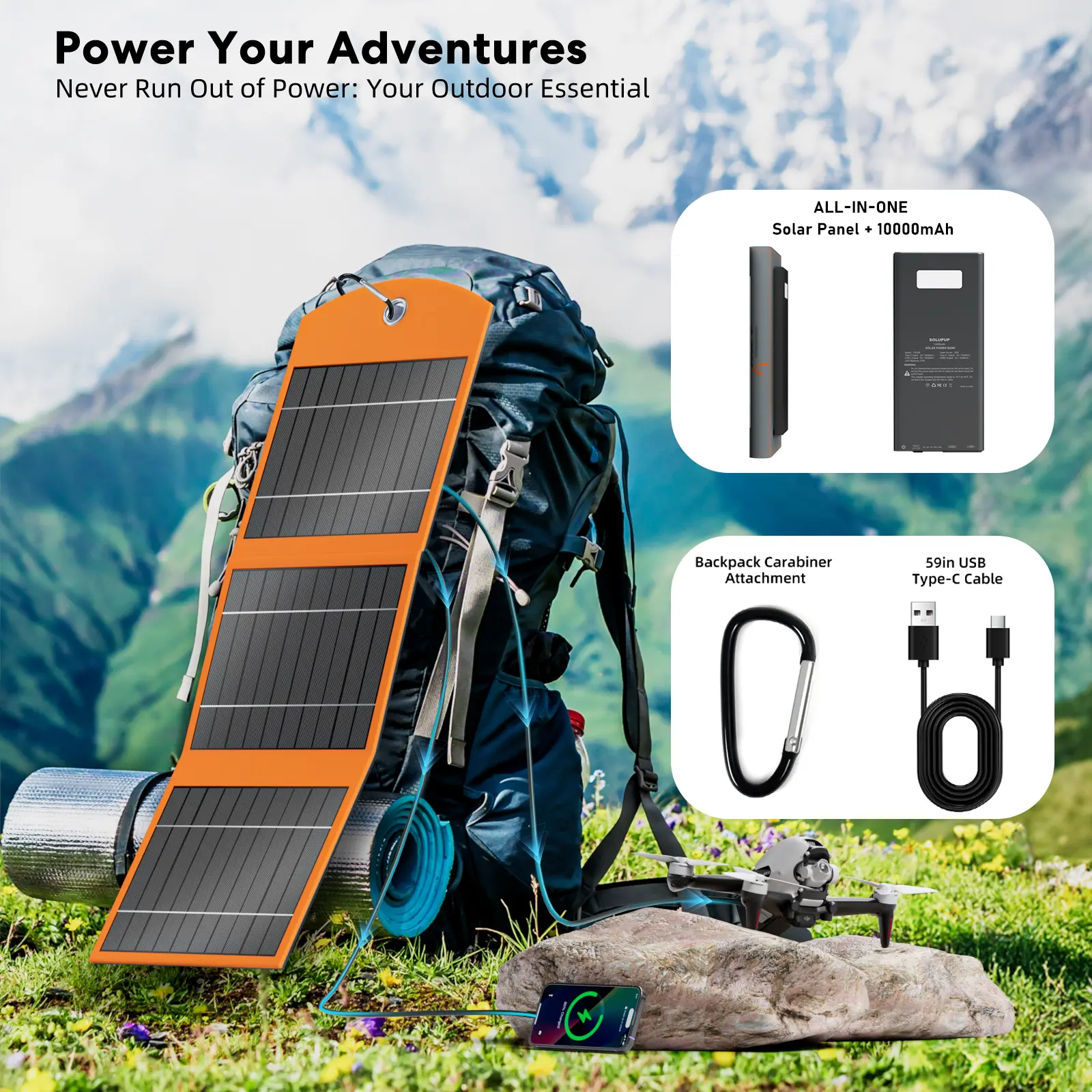 SOLUPUP 30W Portable Solar Panel Charger with 10000mAh Battery | Foldable Solar Power Bank for Camping, Hiking & Outdoor Trips | Outdoor Solar Panel USB-C Fast Charging for iPhone, Samsung & Tablets tiktokshopbacktoschool