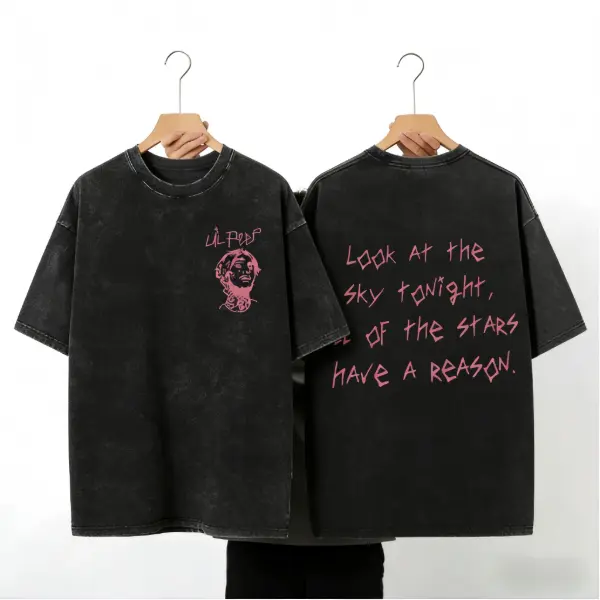 Rapper Lil Peep Tour Concert Graphic T Shirt Men's Women Fashion Hip Hop Short Sleeve T-shirt Vintage Washed Oversized T-shirts Menswear Top