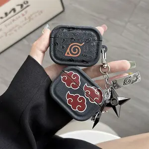 Naruto Akatsuki Red Cloud Airpods Case | Hidden Leaf Village Anime Earbuds Cover | For Airpod Gen 1 2 3 4 Pro 2
