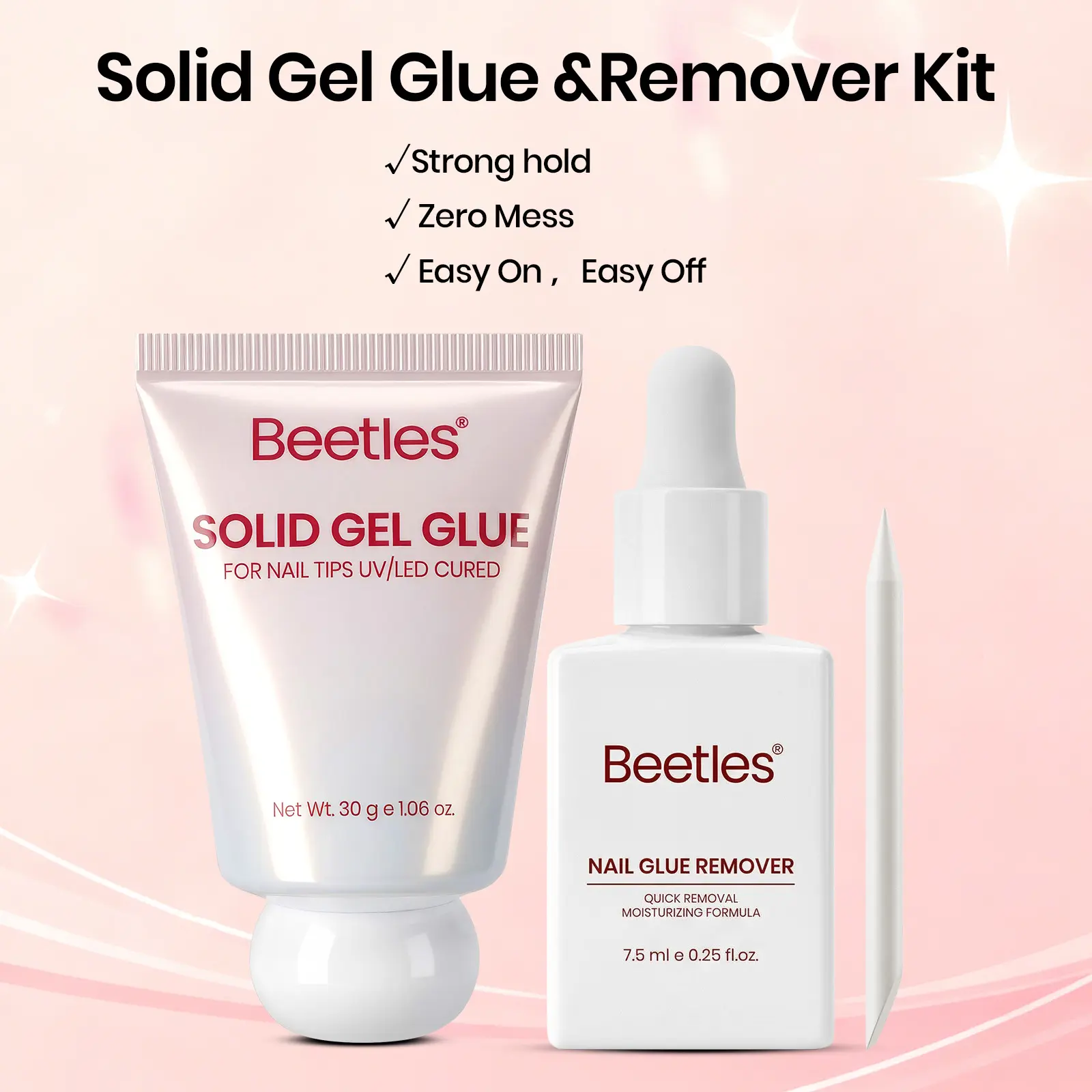 Beetles Solid Gel Glue & Nail Glue Remover Kit, Glue for False Nails, Press on Nails Glue Remover Manicure Cosmetic Clean Flawless mothersdaygift Spring Nail Summer Nail Vacation Nail #SummerVibes