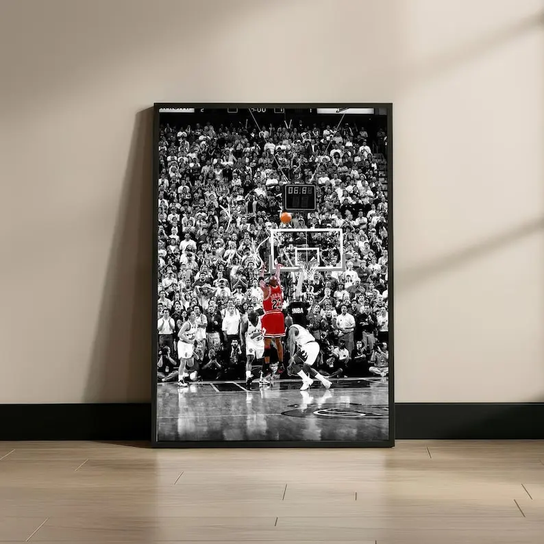 Michael Jordan Shot Poster, Black White Basketball Wall Art, Iconic Gym Decor, Sports Room Art, Basketball Fan Gift