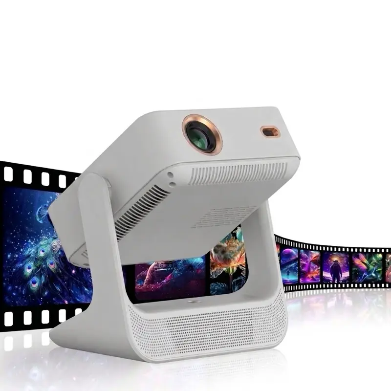 Home HD Smart Touchscreen Projector with 8-in Touchscreen Tablet, Android System, Native 1080P, 4K Support, Wi-Fi 6, Bluetooth 5.2, Built-in Streaming Apps, Automatic Keystone Correction, Direct Projection Capability