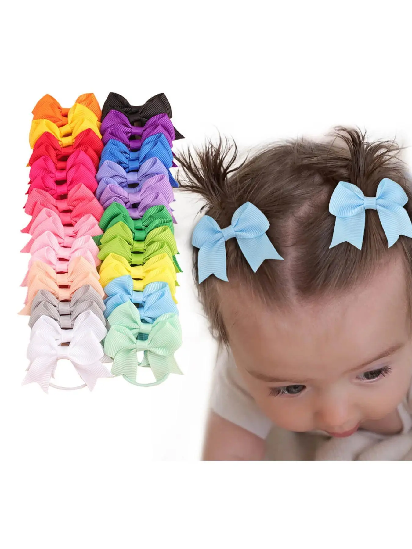 Colorful Bow Decor Hair Ties, Simple Style Plain Color Hair Ties, Fashionable Hair Accessories for Little Girls, Fashion Hair Accessories for Party