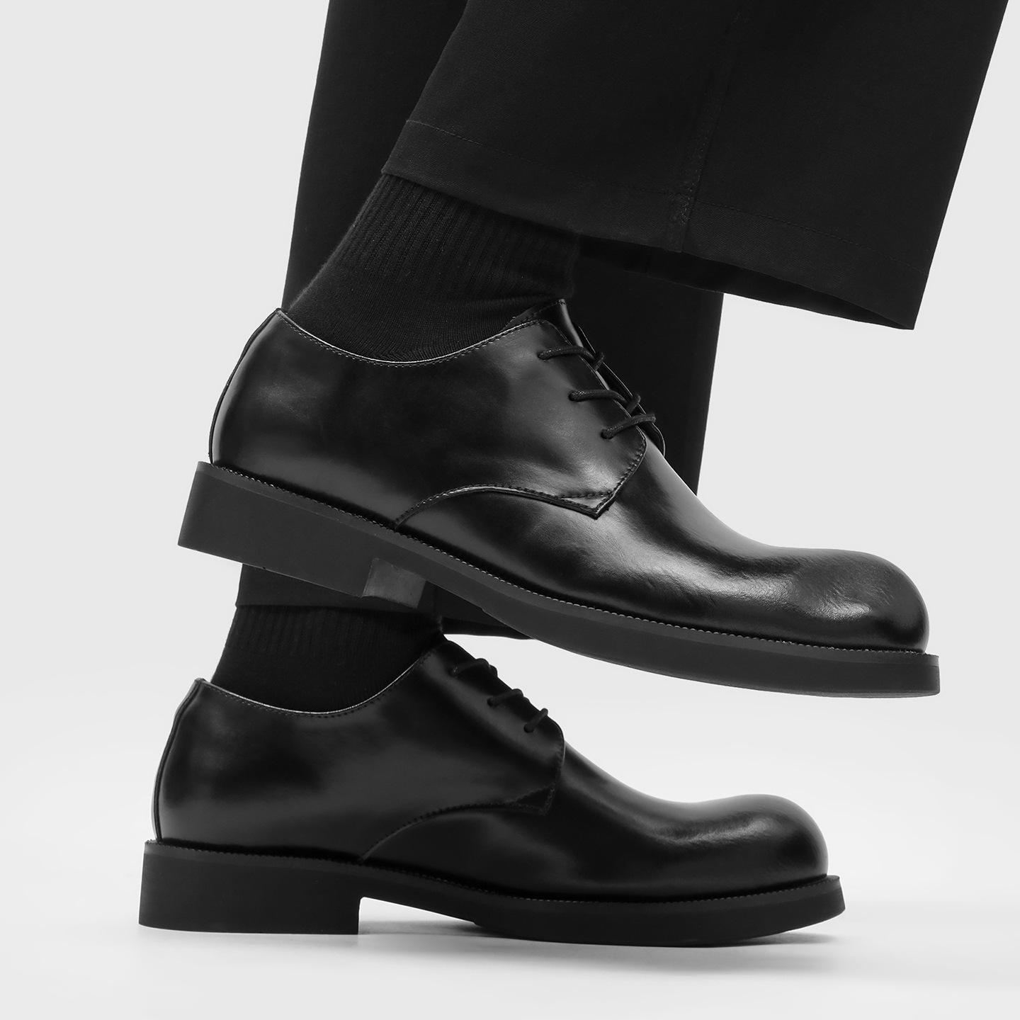 Men's Cleanfit Business Shoes Platform Black Simple Design Comfortable All-Season