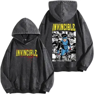 Emperor Mark Grayson Washed Hoodie, Invincible War Graphic Tee, Oversized Superhero Streetwear Shirt, Vintage Comic Fan Apparel