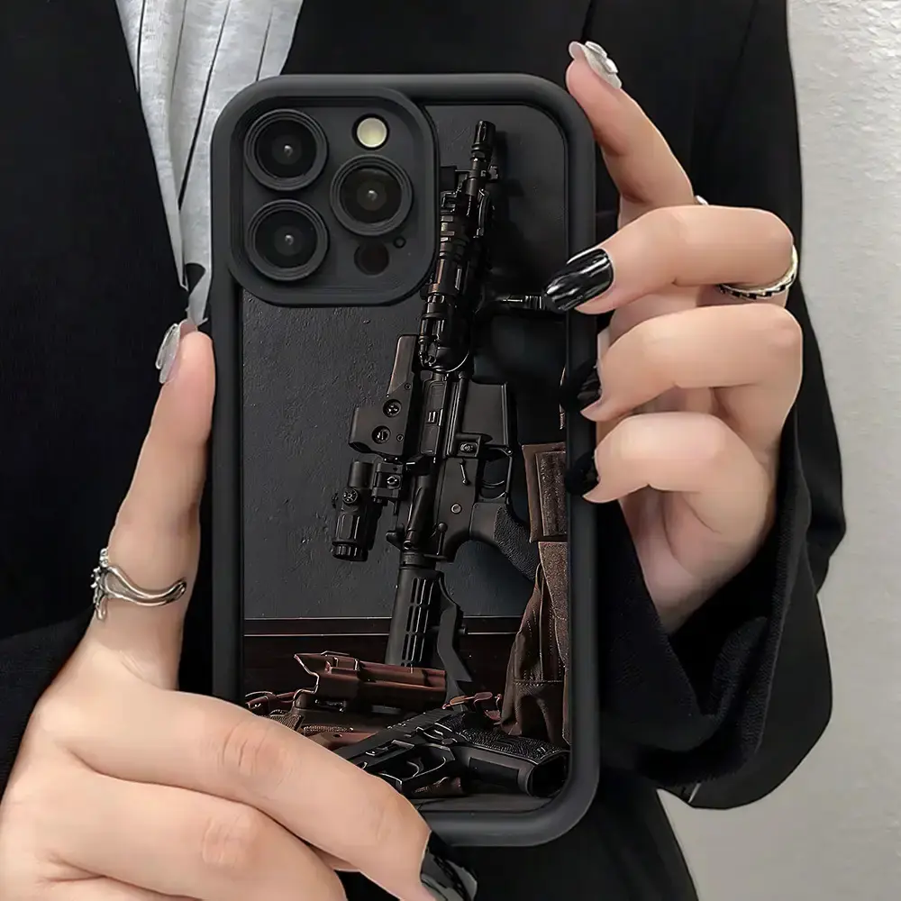 Stylish Ak Gun Design Trendy And Well-Liked Shock-Resistant Anti-Fingerprint Complete Coverage Thick Protective Soft Case Compatible with for iphone Models 7/8/11/12/13/14/15/16/16Pro/Plus/16Promax/X/Xs
