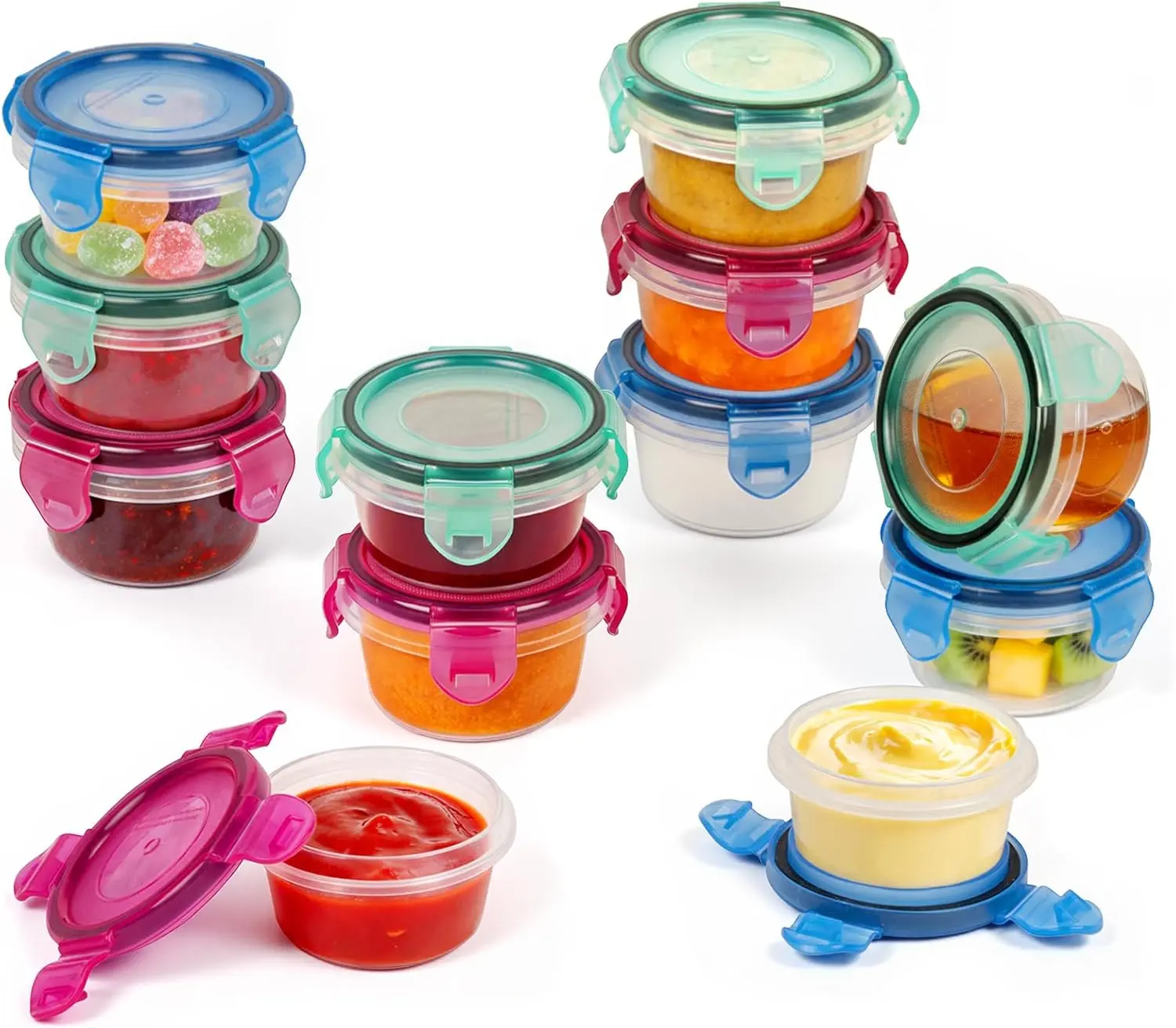 [Deal 6 & 12 Pack] Salad Dressing Container to Go, 2.7 oz Small Condiment Containers with Leakproof Lids for On-the-Go Meals, Reusable Sauce Containers for Use Home & Kitchen› Kitchen & Dining› Storage & Organization› Food Storage› Food Containers