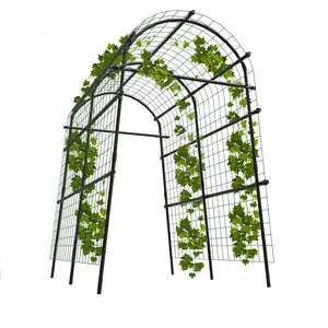 Garvee Garden Trellis Arch for Climbing Plants, 39" Polyethylene-Coated Steel Plant Support with Clips & Netting for Cucumbers, Peas, and Vines