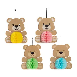 9 3/4" Teddy Bear Honeycomb Ceiling Decorations - 4 Pc.