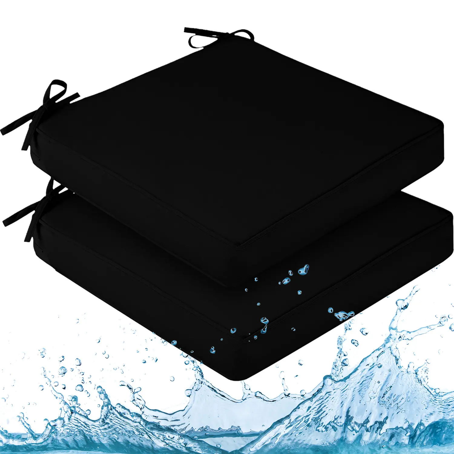 【Deals For You Days】Downluxe Waterproof Outdoor Chair Cushions for Patio Furniture, Patio Chair Cushion with Adjustable Ties & Portable Handle, 2 Pack, Multiple sizes