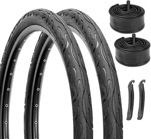 Hycline 26 Inch Bike Tires: 26x2.125 inch (57-559mm) Folding Replacement Puncture-Resistant Beach Cruiser Bicycle Tires for Hybrid Road or Urban City Commuter Bike