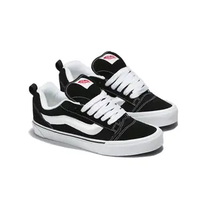 VANS Knu Skool Black/True White Reissued 90s Low Top Shoe with Puffy Tongue & 3D Molded Sidestripe VN0009QC6BT1