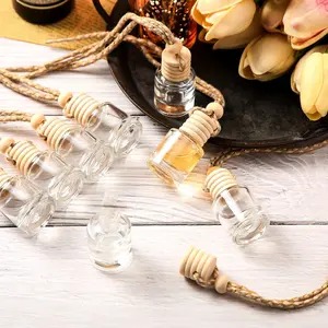 50 Pcs Hanging Car Air Freshener Car Diffuser Bottles Empty Glass Perfume Bottle Freshener Diffuser Bottle Pendant for Essential Oil Fragrance Aromatherapy Ornament (Cylinder) outdoorfun