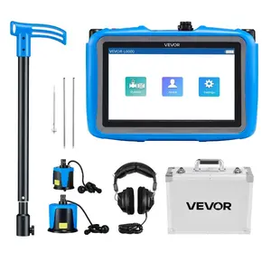 VEVOR Pipe Water Leak Detector for Outdoors, 1Hz-10000Hz, 7 Touchscreen Leakage Detection Locator for 16.4FT (5m) Underground Plumbing - with Medium Large Sensor, 3 Listening Rods, Headphone Case