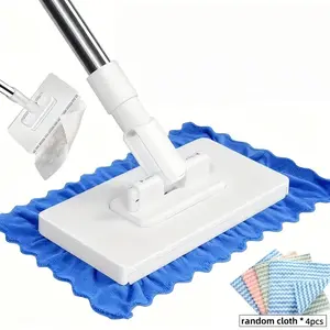 5-Piece Auto Mop System Set, Includes 1 Hand-Free Automatic Mop + 4 Cleaning Cloths, One-Click Cloth Change Design, Mop Handle, Abs Material