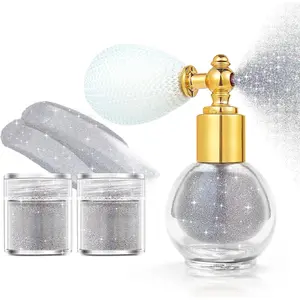 Body Glitter Spray, Silver Hair Glitter Extra Fine Face Shimmer Powder, Long-Lasting and Quick-Drying Body Glitter Sparkly Glitter Gifts for Rave Clothes Nail Art Easter Halloween Crafts