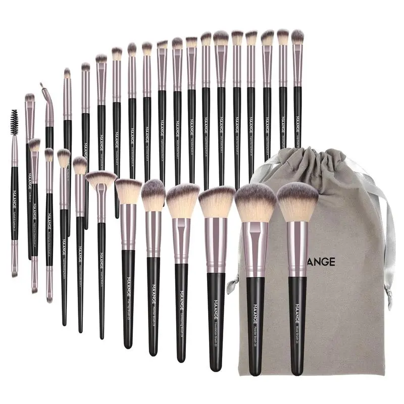 CozyYard 30Pcs Soft Synthetic Bristle Makeup Brush Set (192g) - Plush Tips, Ergonomic Handle, Portable Storage Bag, Smooth Finish for Foundation, Blush, Eyeshadow, Ideal Party Gift for Girls