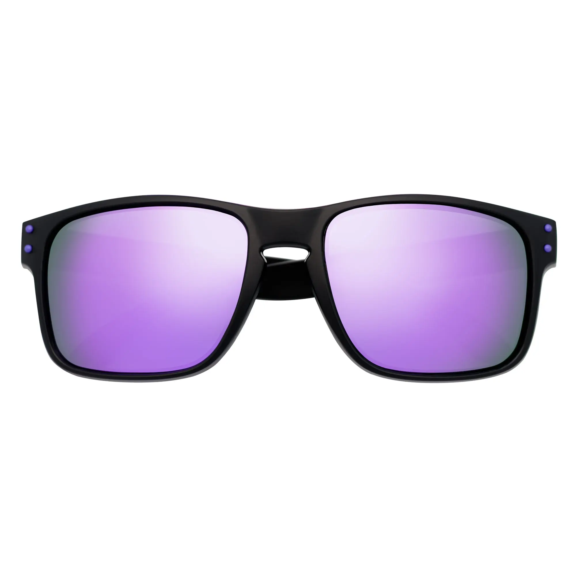 HALLBROOK - Polarized Horn Rimmed Sunglasses Matte Black Purple Mirror