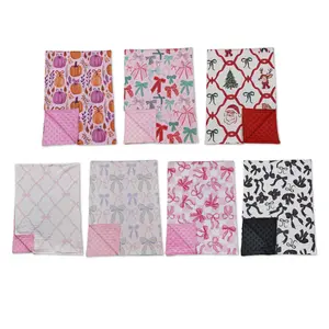 Cozy Minky Printed Baby Blanket, Bow Print Design, 29x43 Inches, Soft Comfy Toddler Kids' Fashion Accessory for Snuggles, Printed Blanket, Soft Comfy Blanket