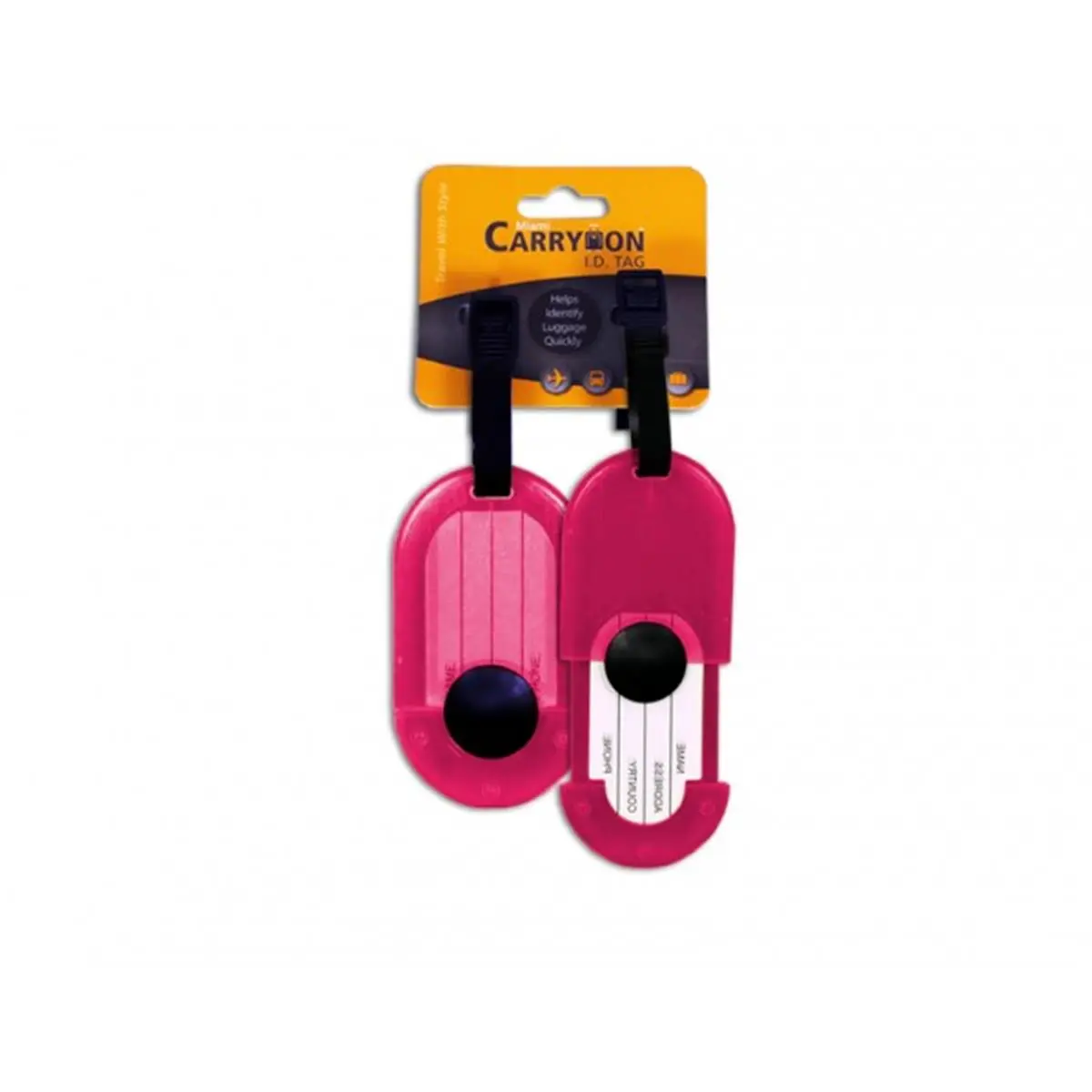 Naftali TLC340HP Travel PVC Stitched Luggage Tags with Loop Strap, Water Resistant, Hot Pink - 2 Pack, Ideal for Identifying Baggage, Identify Baggage