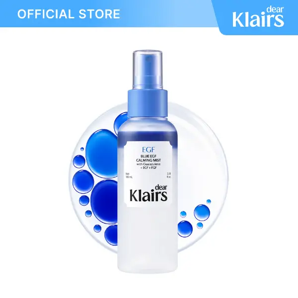 [DearKlairs] Blue EGF Calming Mist | EGF 5ppm, FGF 5ppm, Guaiazulene 300ppm, 3D Hyal Zinc PCA, Ectoin | Instant Cooling, Inner Hydration, Barrier Repair | Heat Relief, Makeup Prep & Set | Sensitive Skin Safe, Non-Comedogenic, Vegan