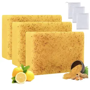 Lemon Ginger Turmeric Bar Soap ， Body Care Facial & Body Cleanser, Antibacterial Protection, Deep Cleansing, Exfoliation, Nourishment, Skin Tone Brightener, Suitable for All Skin Types