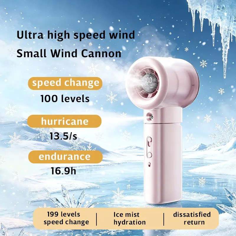 Handheld fan, portable water mist air conditioner, ultra-powerful, silent, desktop, mini, rechargeable, small cooling device，Mini handheld, can be hung on the neck or placed on the desktop, 2026 Summer Gifts for Women，pink