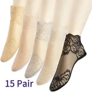 Lace Ankle Socks for Women- 15Pairs Ruffle Socks Women- Fishnet Ankle Women Socks Size 5-8