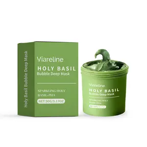 Viareline Holy Basil Bubble Deep Mask Gentle Cleansing for Facial Skin Oil Control Blackhead Hydration Moisturizing 90g
