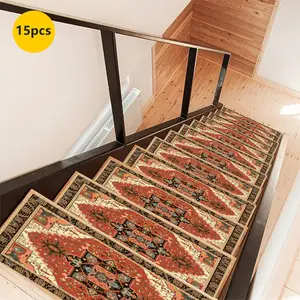 Non-Slip Stair Carpet, Step Protection Carpet, Decorative Bordered Stair Mat, Bohemian Style Rugs for Home Decoration & Bedroom Accessories - Suitable for Indoor, Outdoor Stairs & Multiple Scenarios
