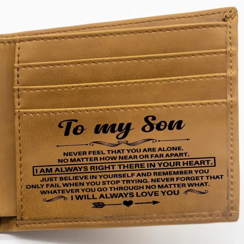 Custom Leather Front Pocket Wallet - Ultra Slim RFID Simple Credit Card Wallet for Men, Bi-Fold Design, Personalized Gift for Dad to Son