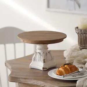 Wooden Tray with Vintage Base, 1 Count Multi-functional Base, Cake Display Stand, Home Decor Ornament for Living Room Bedroom Dining Room, Cake Stands