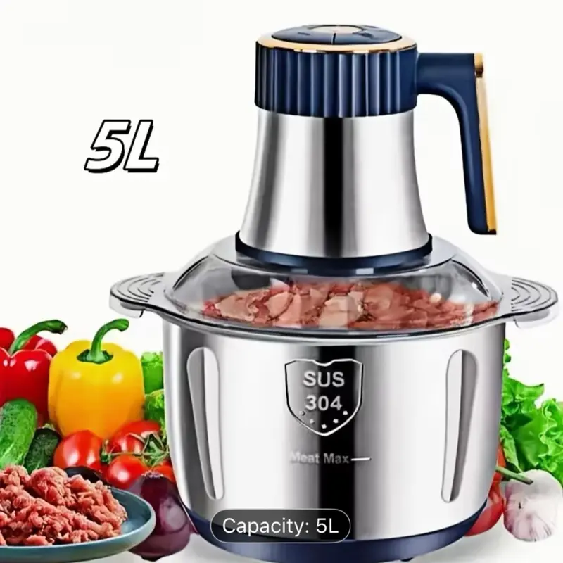 Shariveal 5L 304 Stainless Steel Electric Food Chopper - Multifunctional Kitchen Appliance, Food Processor for Meat, Vegetables