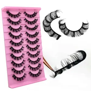 10 Pairs 16mm 10D Fake Mink Eyelashes, Thick Voluminous Natural False Lashes, Dense Dramatic Fake Mink Eyelashes for Makeup, Faux Mink Lashes