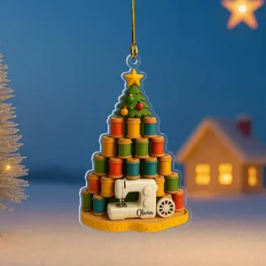 2025 Personalized Acrylic Sewing Christmas Ornament - Customizable Name Decor, Sewing Machine Thread Bobbins Hanger, Multi-Size Holiday Gift for Quilters