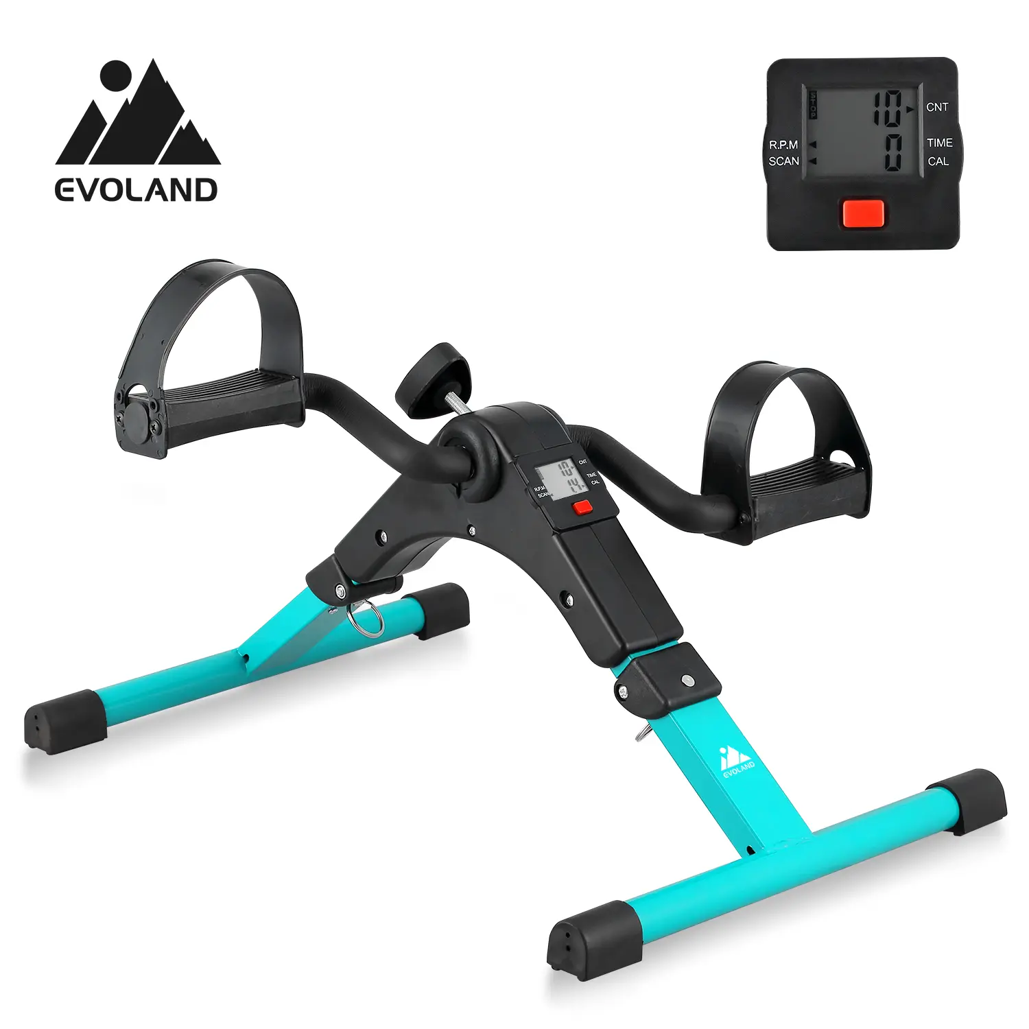 Under Desk Folding Mini Exercise Bike Pedal Exerciser with LCD Display, Adjustable Resistance, Leg & Arm Fitness Trainer