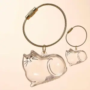 Pet Memory Capsule Necklace & Keychain Keepsake Pendant for Cat Lovers Small Keepsake Vial Jewelry Gift