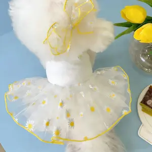 Pet Daisy Dress with Bow, Spring Summer Pet Princess Dress, Cute Puffy Skirt for Pets