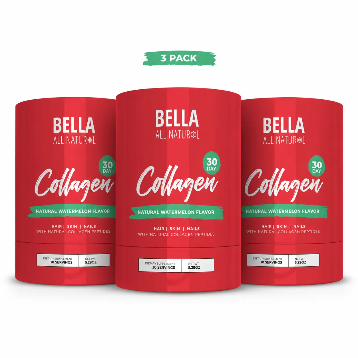 Bella All Natural Collagen Powder Trio (30 servings each)