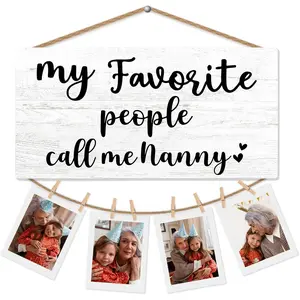 Best Nanny Gifts Picture Frame Photo Holder for Wall, Birthday Gifts for Nana Grandma, Thank You Nonnie Grandmother Gift from Grandchildren Grandkids Hanging Photo Display