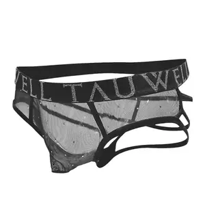 Men's Mesh Briefs European Look American Style Breathable Mesh Fabric Hollow Cutout Sheer Material Glitter Lettering for Daily Wear Socks MenswearSummerVibes