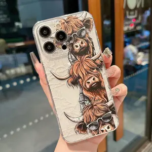 Creative Cow Pattern Phone Case, Shockproof Decorative Phone Protector Cover, Phone Accessory Compatible With iPhone 11 12 13 14 15 16 17 Pro Max 17 Air Series