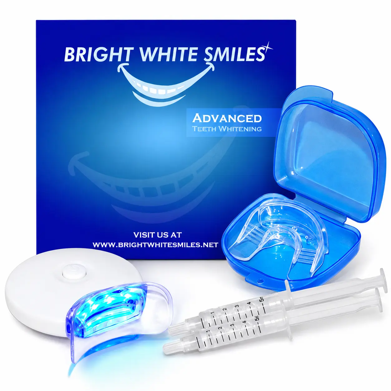 Bright White Smiles Carbamide Peroxide Teeth Whitening Kit, Mouth Tray, 2 x 5 ml Gel Syringes & Retainer Case