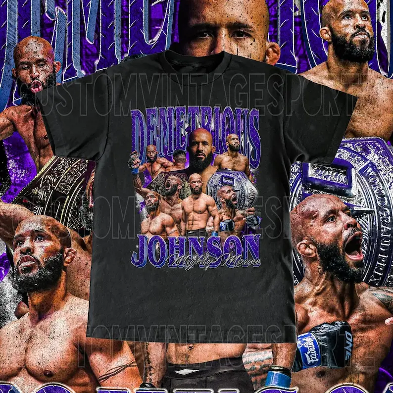 Men's Fitted Short-Sleeve Round Neck Cotton Graphic Top - High-Quality Demetrious Johnson "Mighty Mouse" Fan Artwork Tee, Casual Preppy Unisex Basic, All Seasons, Machine Washable, Do Not Dry Clean, 5XL Menswear Shortsleeve Fabric Shirt