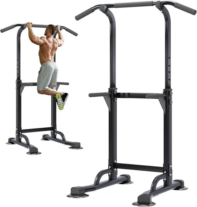 Nicole Selection Power Tower - Adjustable Unisex At Home Gym Accessory, Exercise & Workout Tool with Dip Station, Push-Up Bar, 330 LBS Capacity Heavy-Duty Steel H-Shaped Base, Ideal Whole Body Workout Gift, Exercise Equipment