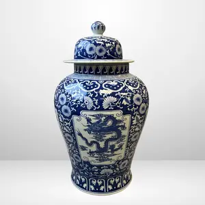 Chinoiserie Ginger Jar, Blue & White Dragon