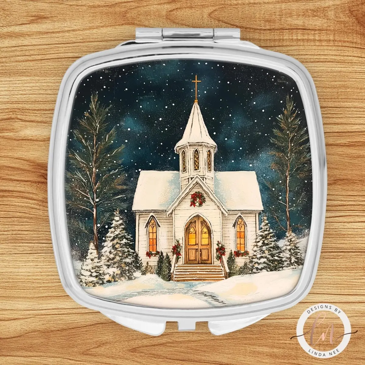 Christmas Church Compact Mirror