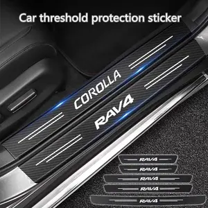 Carbon Fiber Car Sticker Car Door Trunk Protective Strip Anti Scratch Decal For Toyota Camry Corolla C-hr Rav4 Yaris Accessories
